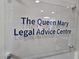 Sign depicting the Queen Mary Legal Advice Centre entrance
